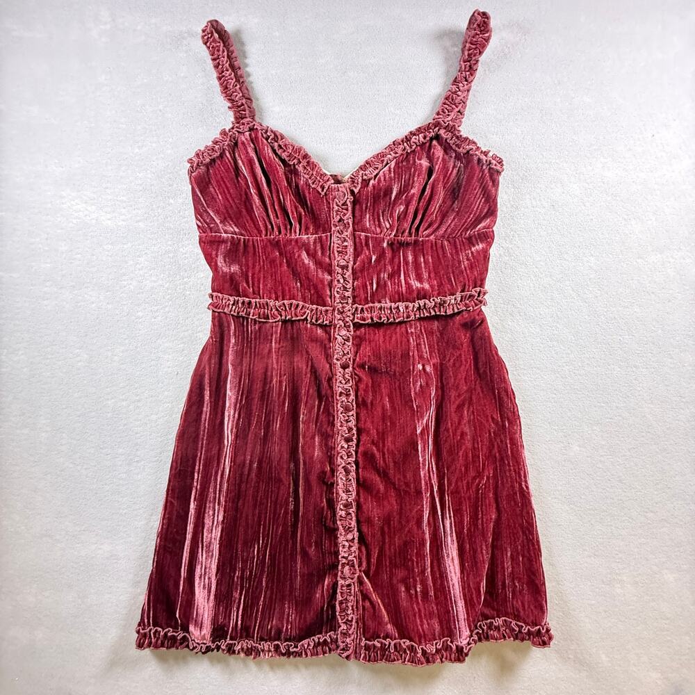 NWT Donna Mizani Velvet Ollie Mini dress - oxblood red fairy steampunk size L
